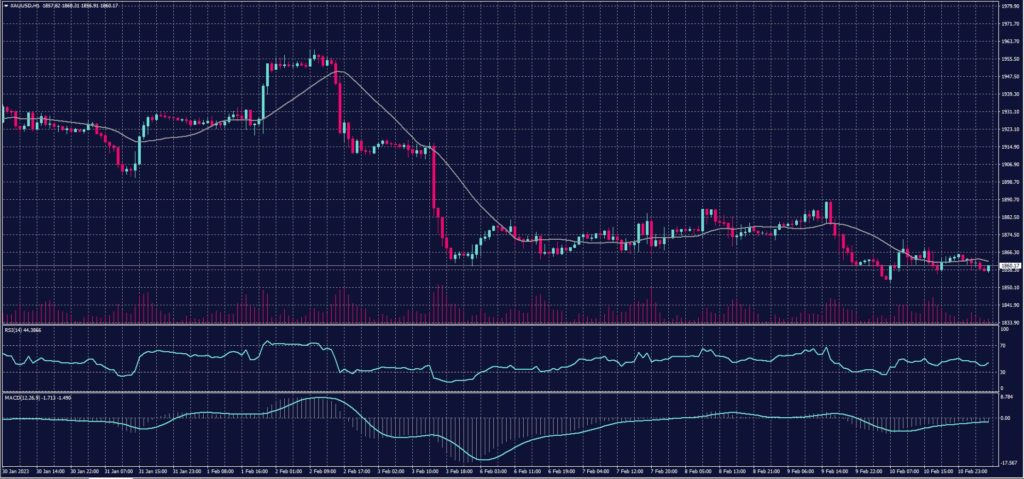 Spot Gold Graph candle for 13 Feb 2023